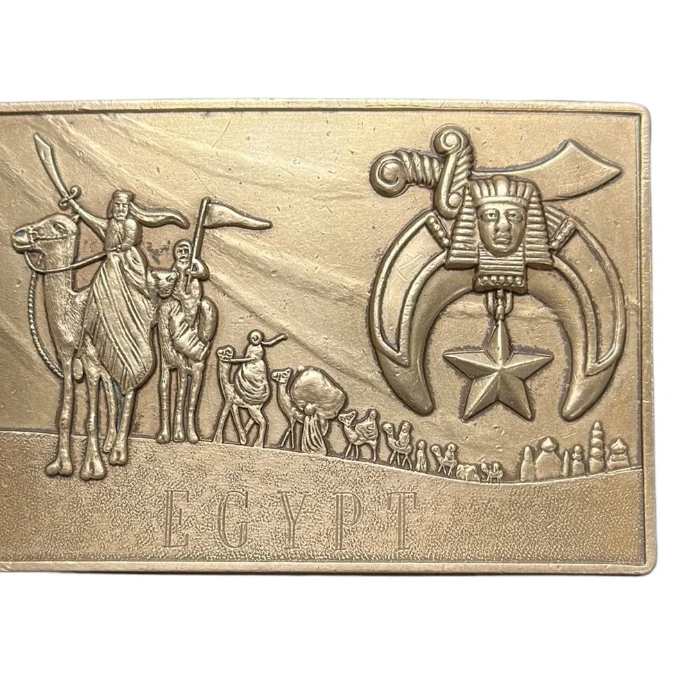 Vintage Harry Klitzner Masonic Masons Brass Shriners Belt Buckle 3